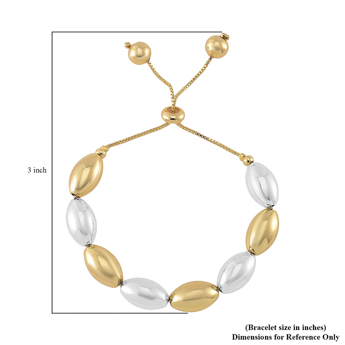 Oval Shape Beaded Bracelet in Dualtone (6.0-9.0In) image number 5