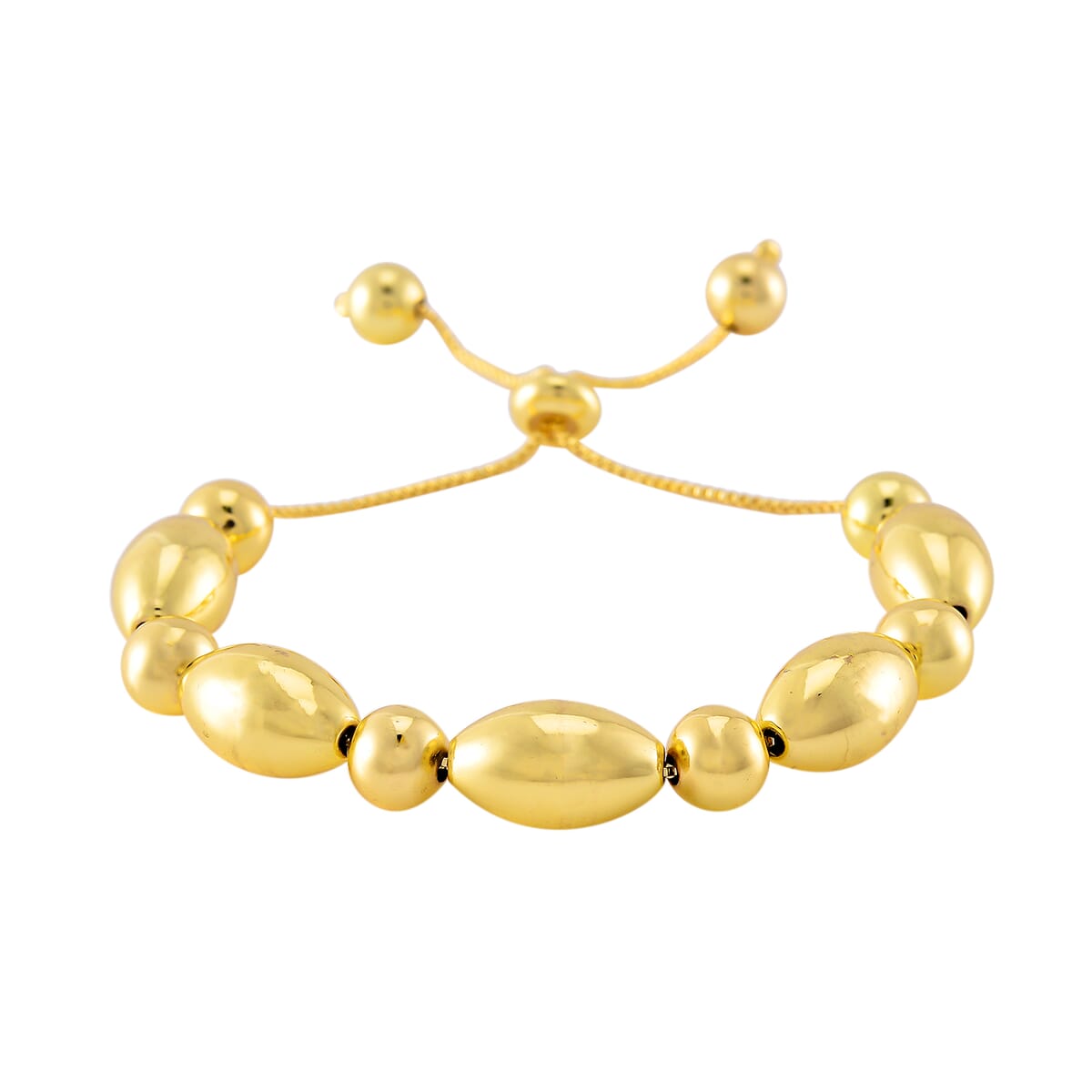 Value Buy Round and Oval Beaded Bolo Bracelet in Goldtone (6.0-9.0In) image number 0