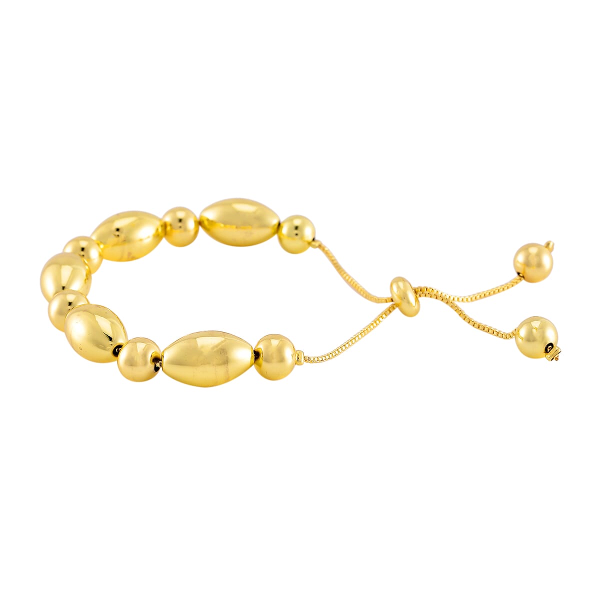 Value Buy Round and Oval Beaded Bolo Bracelet in Goldtone (6.0-9.0In) image number 2