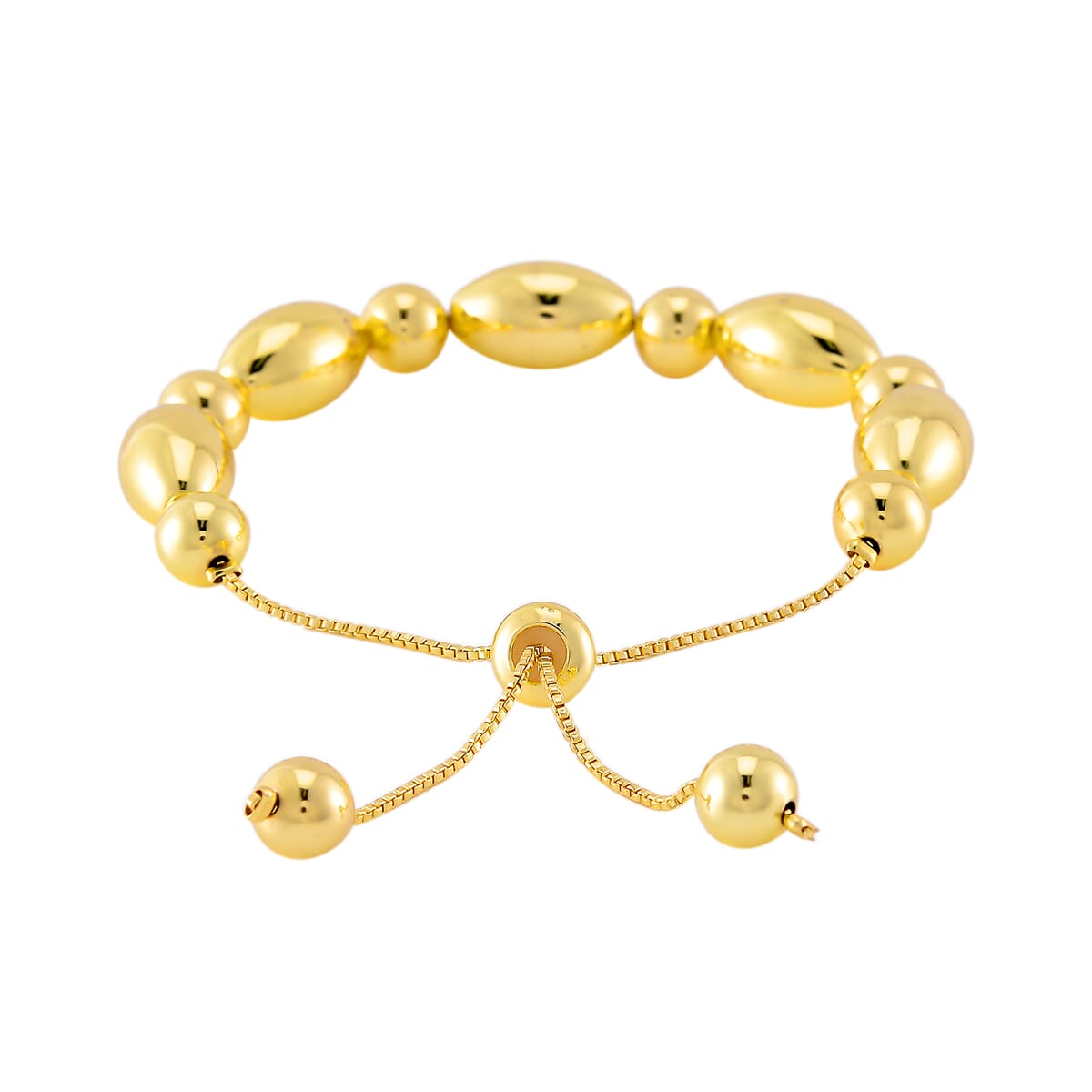 Value Buy Round and Oval Beaded Bolo Bracelet in Goldtone (6.0-9.0In) image number 3