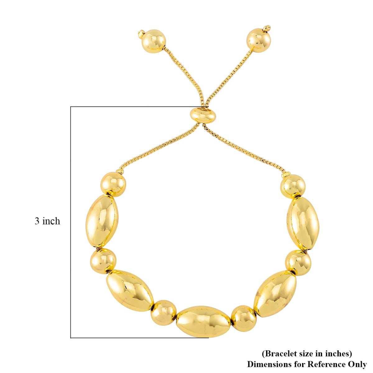 Value Buy Round and Oval Beaded Bolo Bracelet in Goldtone (6.0-9.0In) image number 5