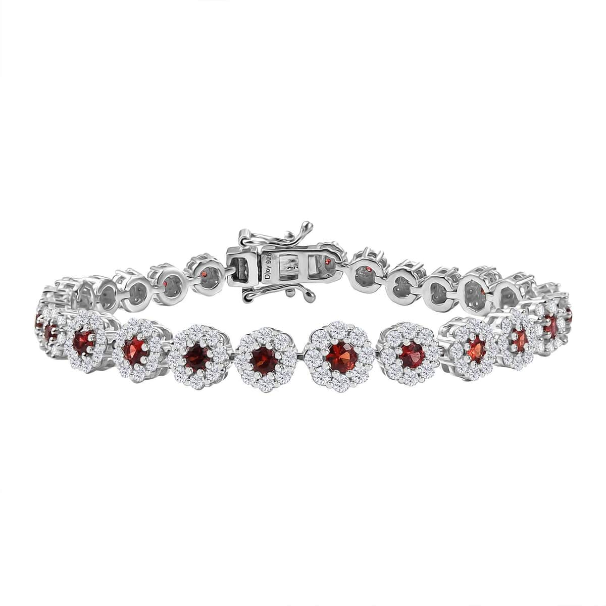 Red Sapphire , Moissanite Linking Bracelet (Size - 6.5) in Rhodium Over Sterling Silver , Silver Wt. 9 g 5.64 ctw image number 0