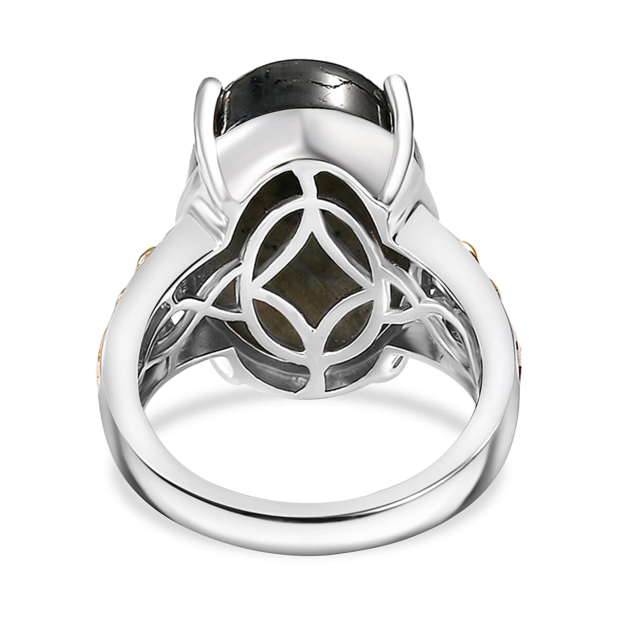 Karis Madagascar Fire Labradorite 11.50 ctw Ring in 18K YG Plated and Platinum Bond (Size  11.0) image number 4