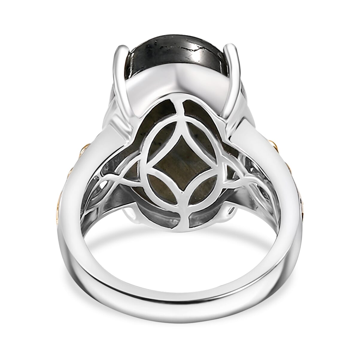 Karis Madagascar Fire Labradorite 11.50 ctw Ring in 18K YG Plated and Platinum Bond (Size  9.0) image number 4