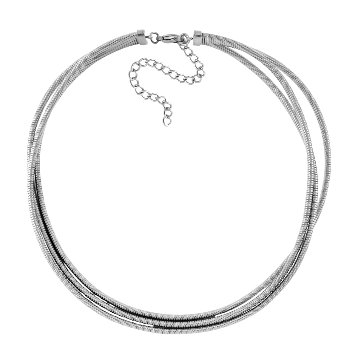 Triple Strand Choker Necklace in Stainless Steel 16-20 Inches image number 0
