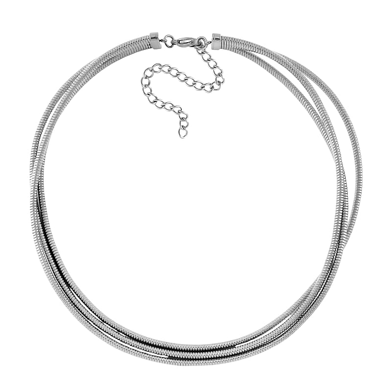 Triple Strand Choker Necklace in Stainless Steel 16-20 Inches