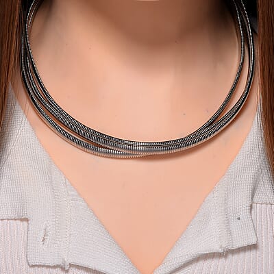 Triple Strand Choker Necklace in Stainless Steel 16-20 Inches