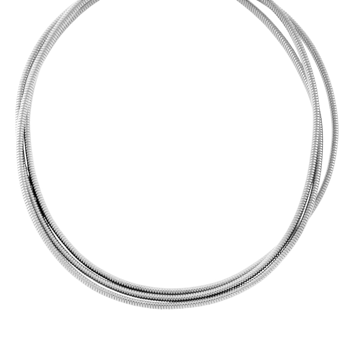Triple Strand Choker Necklace in Stainless Steel 16-20 Inches image number 2
