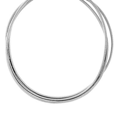 Triple Strand Choker Necklace in Stainless Steel 16-20 Inches