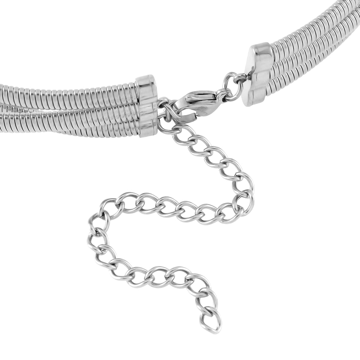 Triple Strand Choker Necklace in Stainless Steel 16-20 Inches image number 4