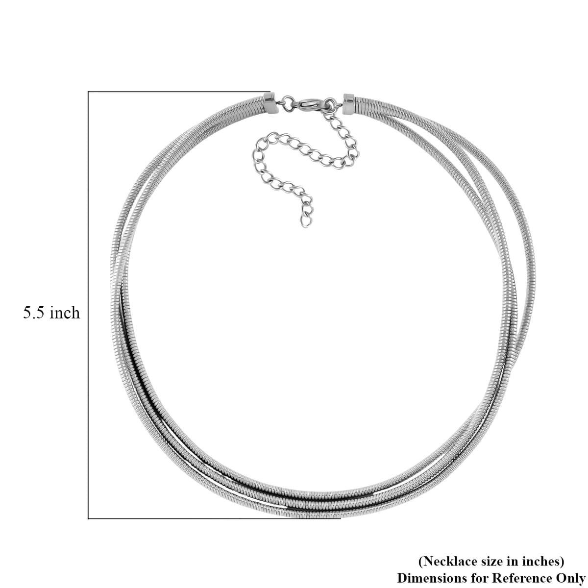 Triple Strand Choker Necklace in Stainless Steel 16-20 Inches image number 5