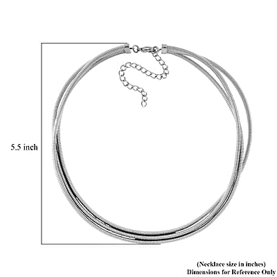 Triple Strand Choker Necklace in Stainless Steel 16-20 Inches