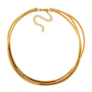 Triple Strand Choker Necklace in ION Plated YG Stainless Steel 16-20 Inches