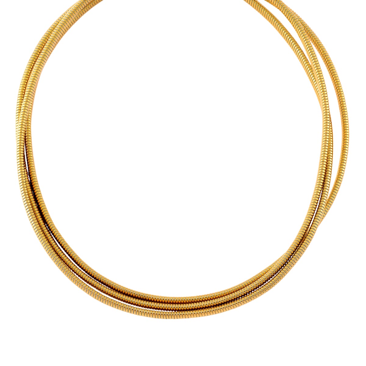 Triple Strand Choker Necklace in ION Plated YG Stainless Steel 16-20 Inches image number 2