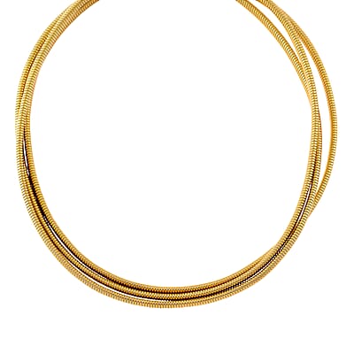Triple Strand Choker Necklace in ION Plated YG Stainless Steel 16-20 Inches