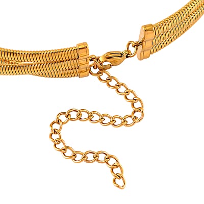 Triple Strand Choker Necklace in ION Plated YG Stainless Steel 16-20 Inches