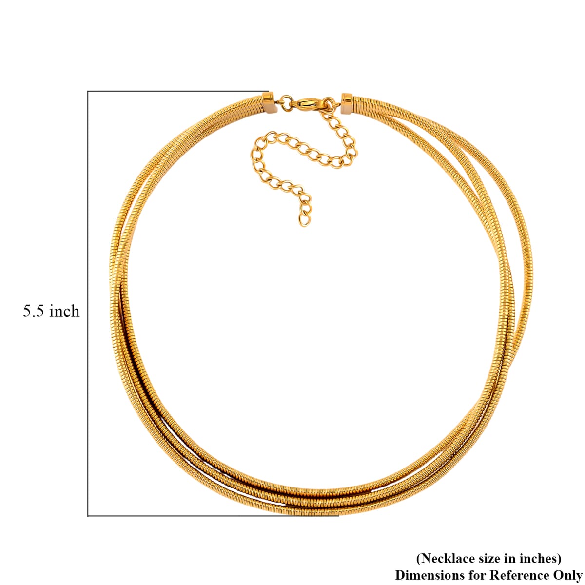 Triple Strand Choker Necklace in ION Plated YG Stainless Steel 16-20 Inches image number 5
