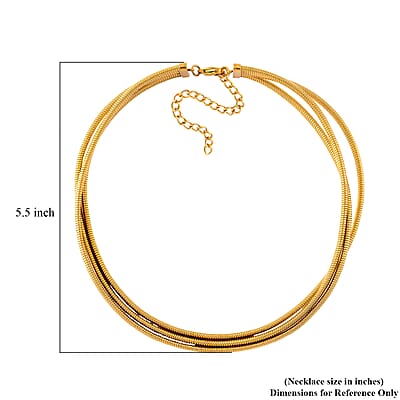 Triple Strand Choker Necklace in ION Plated YG Stainless Steel 16-20 Inches