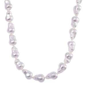 Doorbuster White Shell Pearl Necklace 20 Inches in Stainless Steel