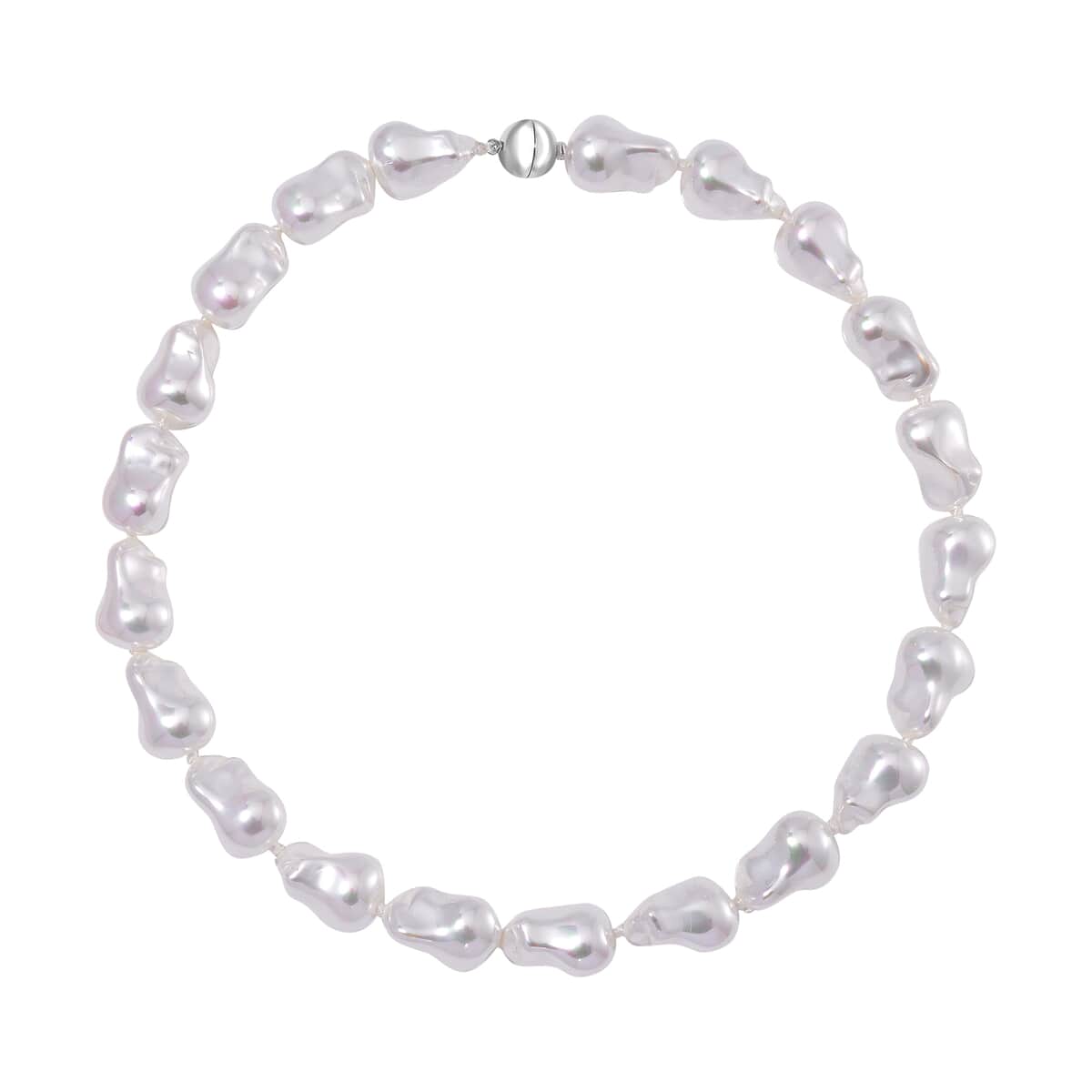 Doorbuster White Shell Pearl Necklace (20 Inches) in Stainless Steel image number 2