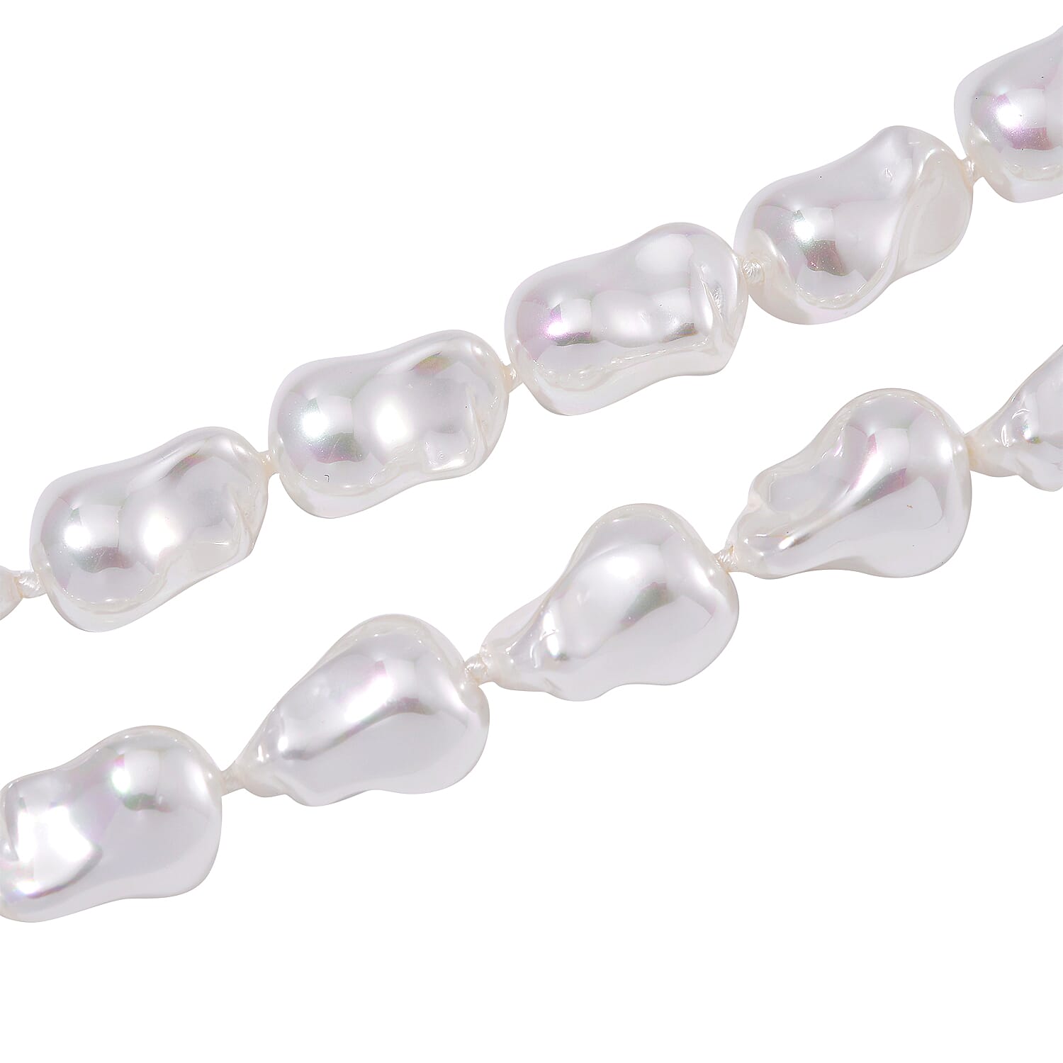 White Shell Pearl Necklace 20 Inches in Stainless Steel