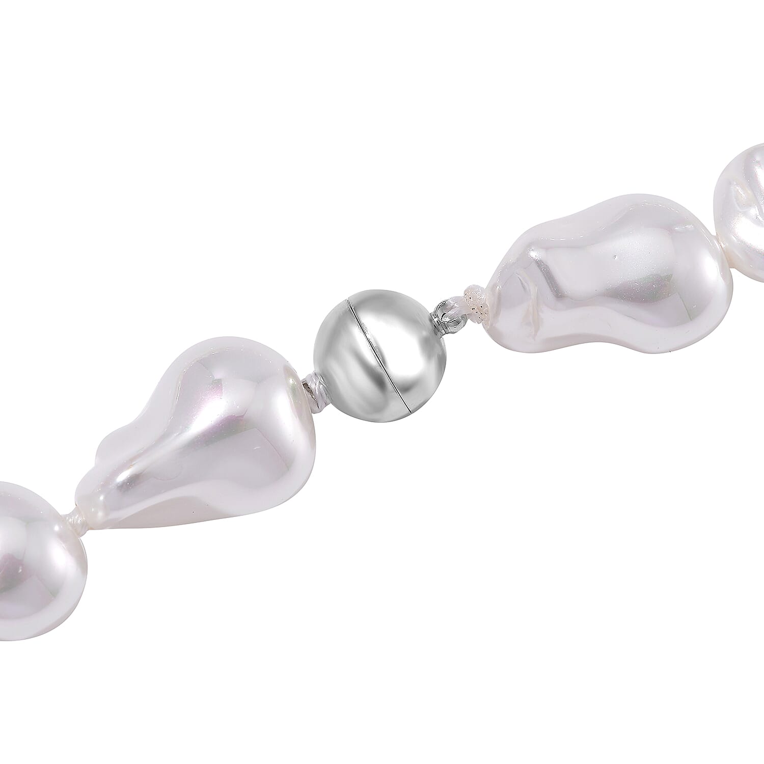 White Shell Pearl Necklace 20 Inches in Stainless Steel