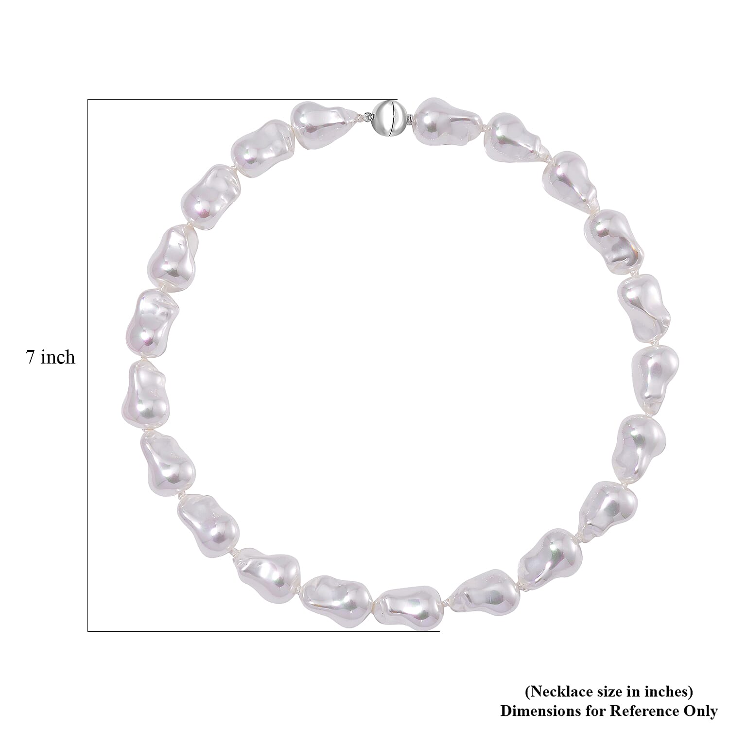 White Shell Pearl Necklace 20 Inches in Stainless Steel