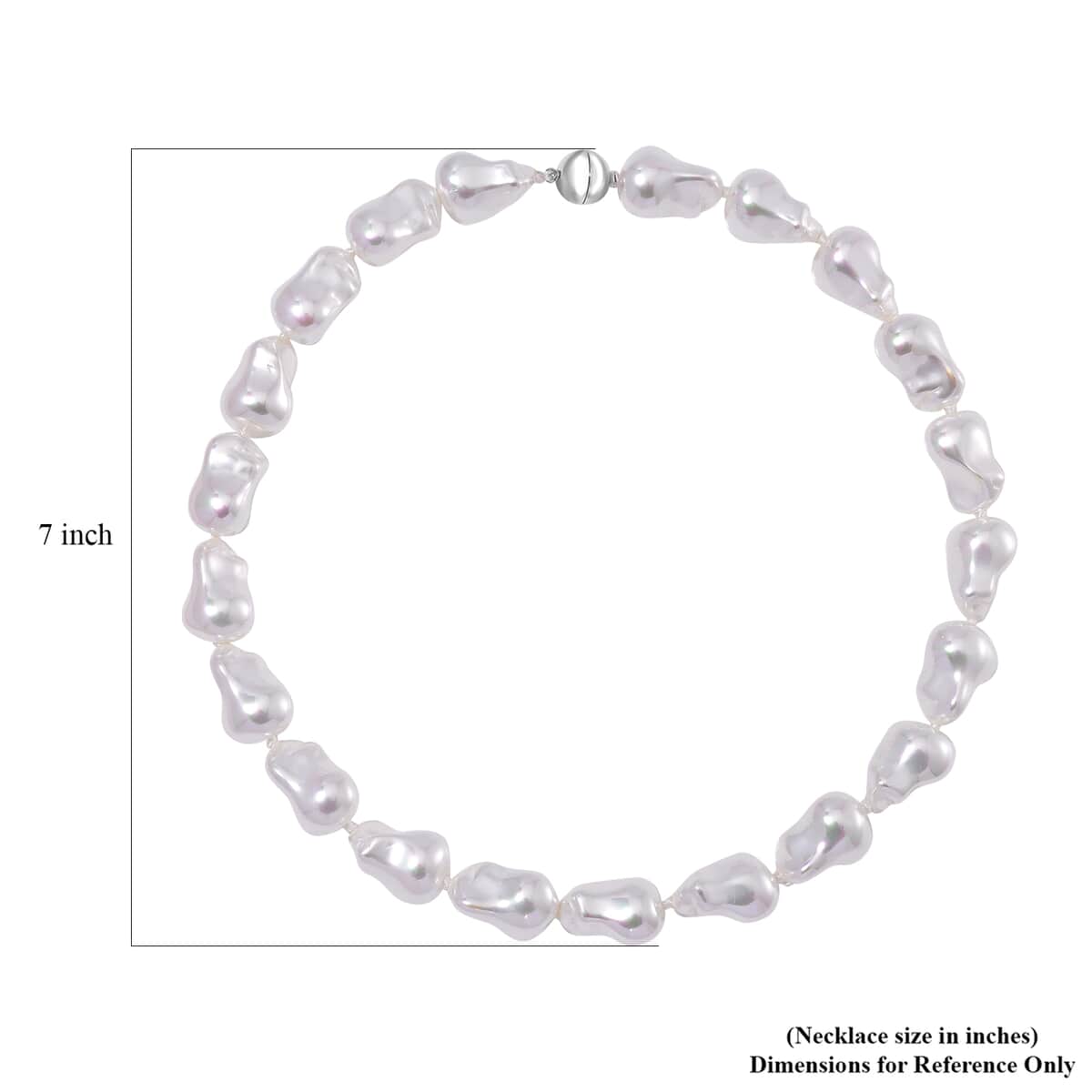 Doorbuster White Shell Pearl Necklace (20 Inches) in Stainless Steel image number 5