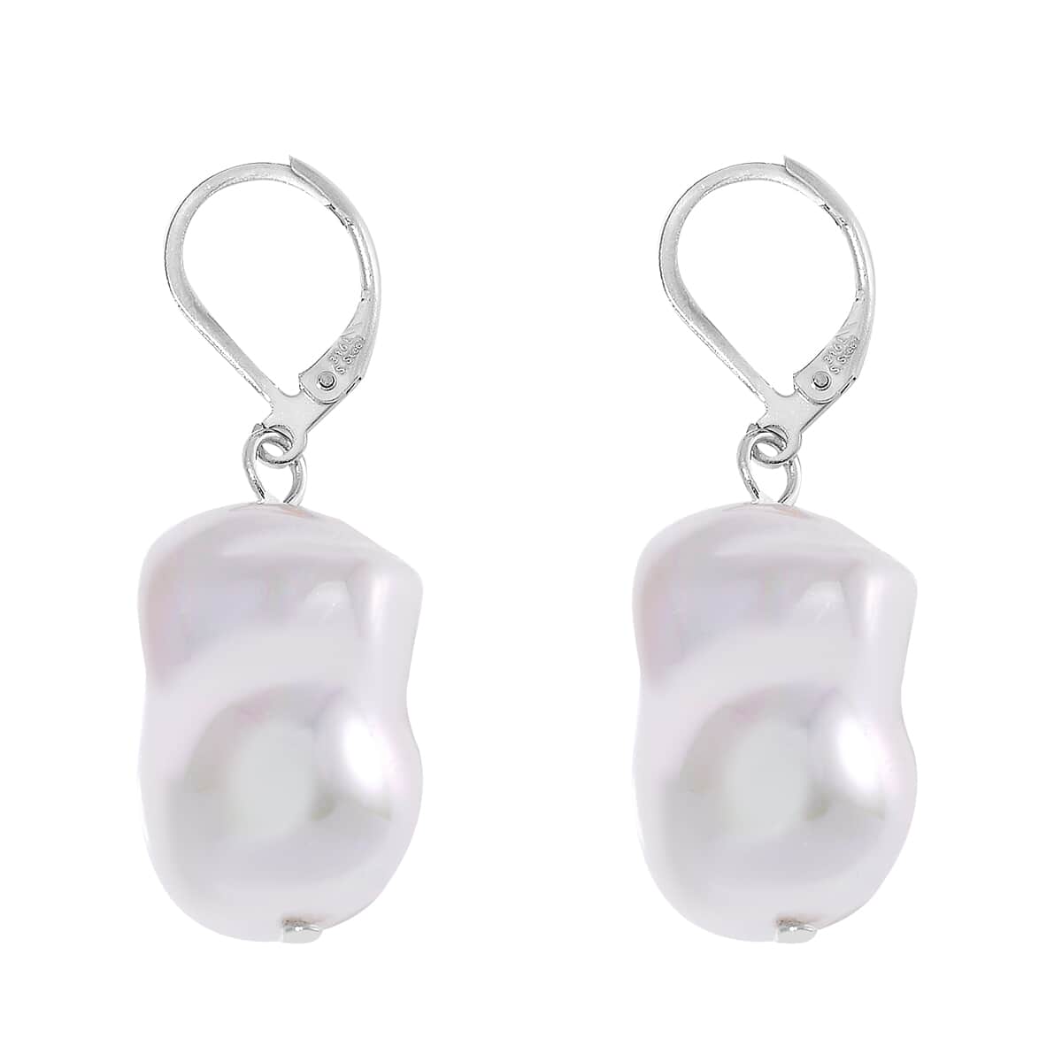 Doorbuster White Shell Pearl Earrings in Stainless Steel image number 3