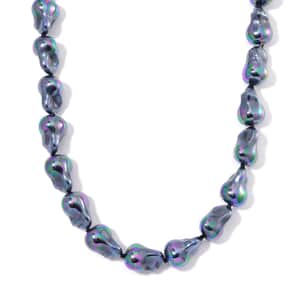 Doorbuster Peacock Color Shell Pearl Necklace 20 Inches in Stainless Steel