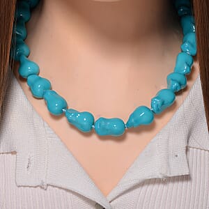 Sleeping Beauty Color Shell Pearl Necklace 20 Inches in Stainless Steel