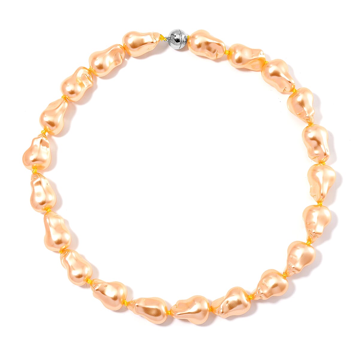 Golden Shell Pearl Necklace 20 Inches in Stainless Steel image number 2