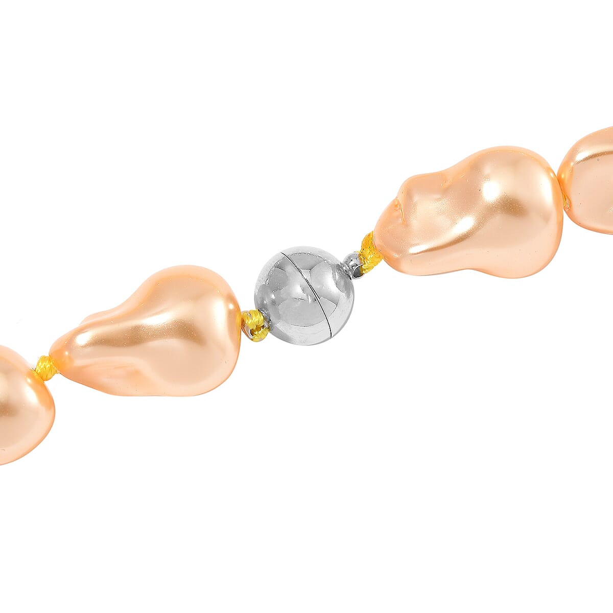 Golden Shell Pearl Necklace 20 Inches in Stainless Steel image number 4