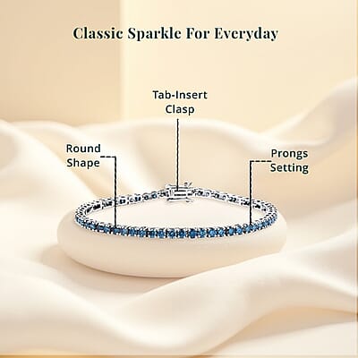 Luxuriant Lab Grown Blue Diamond (IR) VS 5.00 ctw Bracelet in Rhodium Over Sterling Silver (7.25 In)