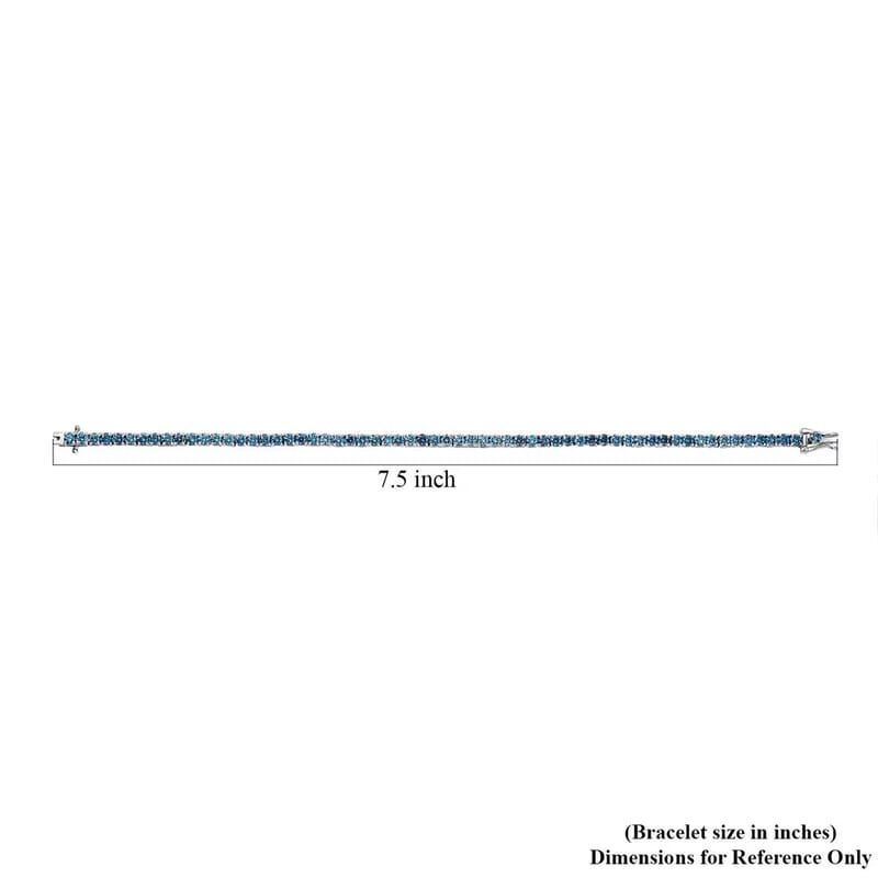Luxuriant Lab Grown Blue Diamond (IR) VS 5.00 ctw Bracelet in Rhodium Over Sterling Silver (7.25 In)