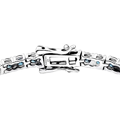 Luxuriant Lab Grown Blue Diamond (IR) VS 5.00 ctw Bracelet in Rhodium Over Sterling Silver (7.25 In)
