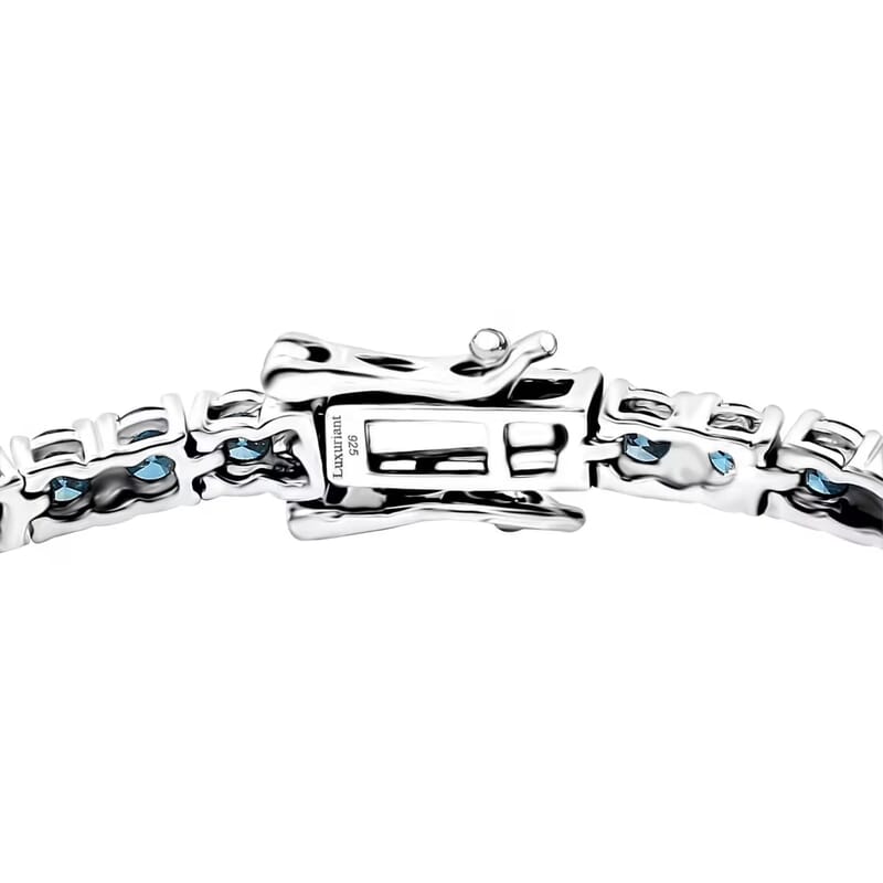 Luxuriant Lab Grown Blue Diamond (IR) VS 5.00 ctw Bracelet in Rhodium Over Sterling Silver (7.25 In)