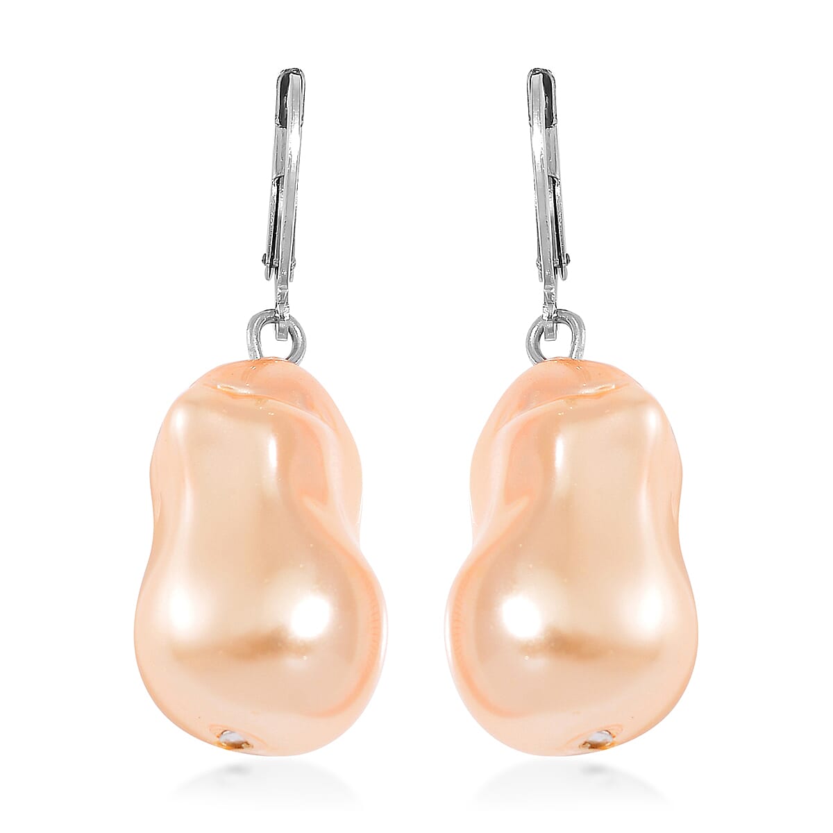 Golden Shell Pearl Lever Back Earrings in Stainless Steel image number 0