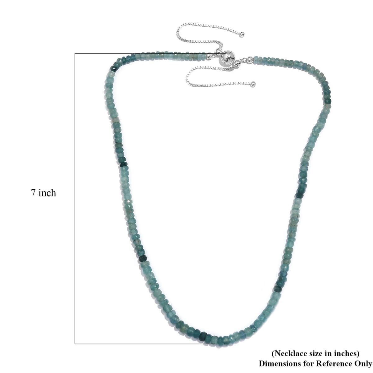 Grandidierite Beaded 90 ctw Necklace 18 Inches in Sterling Silver image number 4