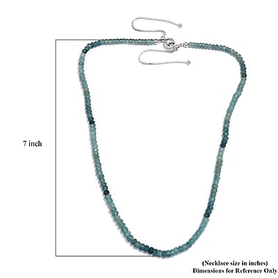 Grandidierite Beaded 90 ctw Necklace 18 Inches in Sterling Silver