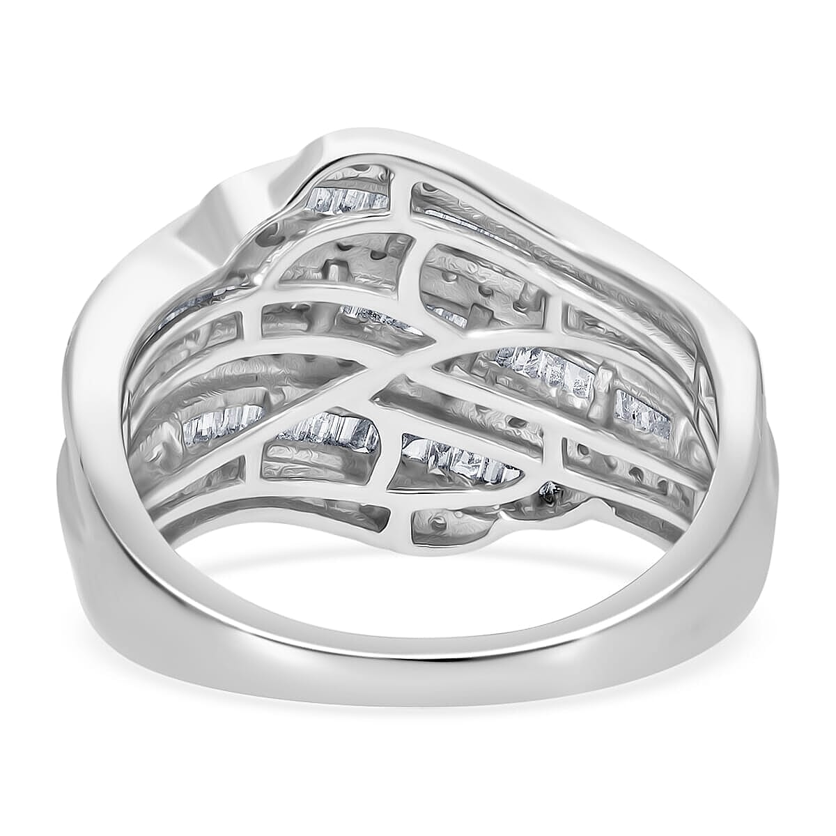 White Diamond Ring in Platinum Over Sterling Silver (Size 8.0) 1.00 ctw image number 4