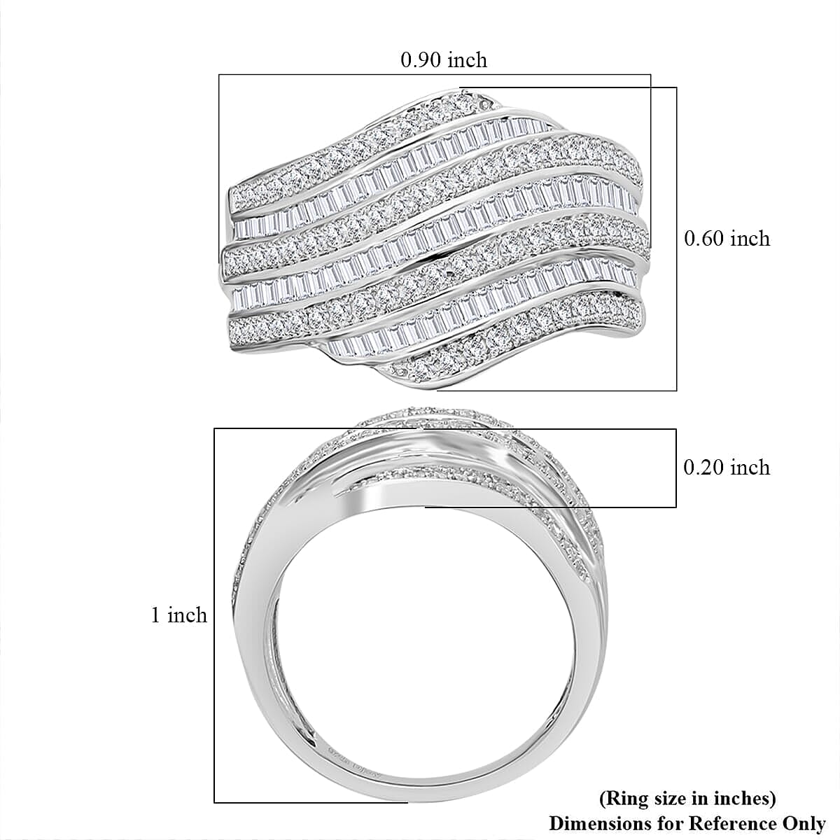 White Diamond Ring in Platinum Over Sterling Silver (Size 8.0) 1.00 ctw image number 5