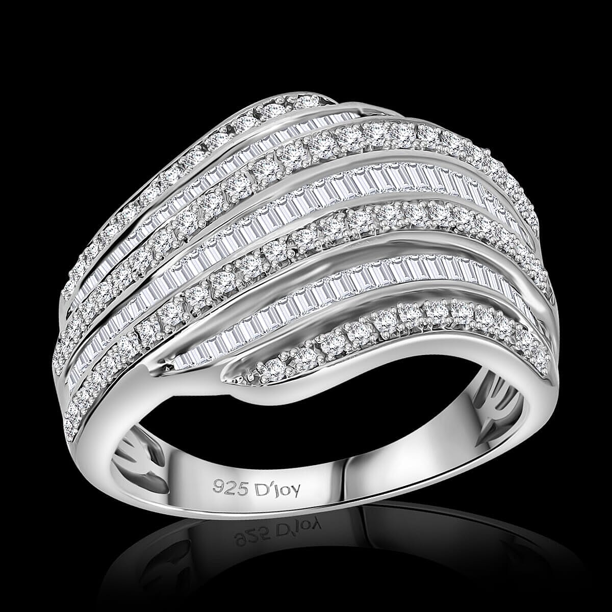 D'Joy Diamond 1.00 ctw Ring in Platinum Over Sterling Silver (Size 6.0) image number 3