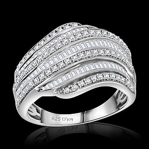 D'Joy Diamond 1.00 ctw Ring in Platinum Over Sterling Silver (Size 6.0)
