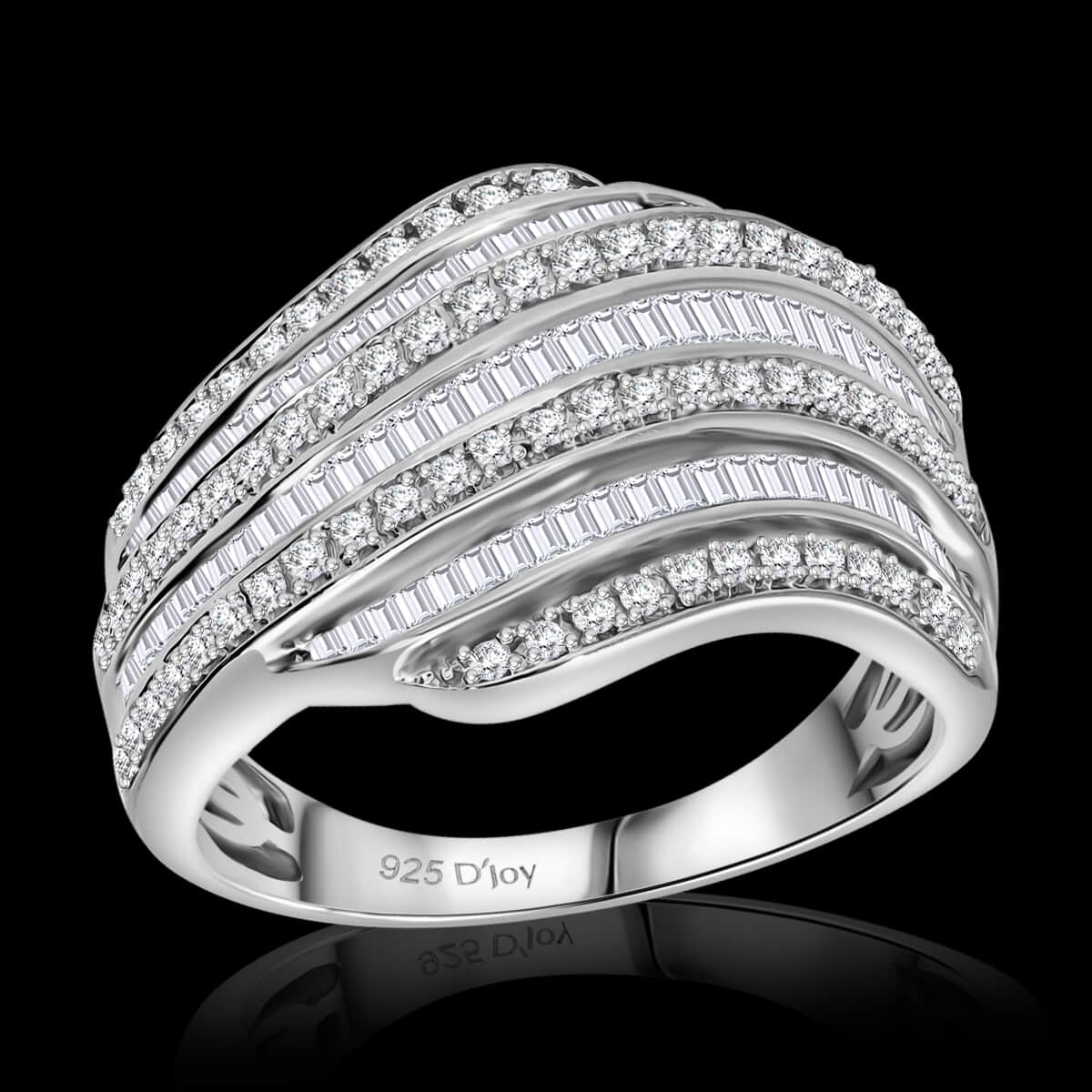 White Diamond 1.00 ctw Ring in Platinum Over Sterling Silver (Size 8.0) image number 3