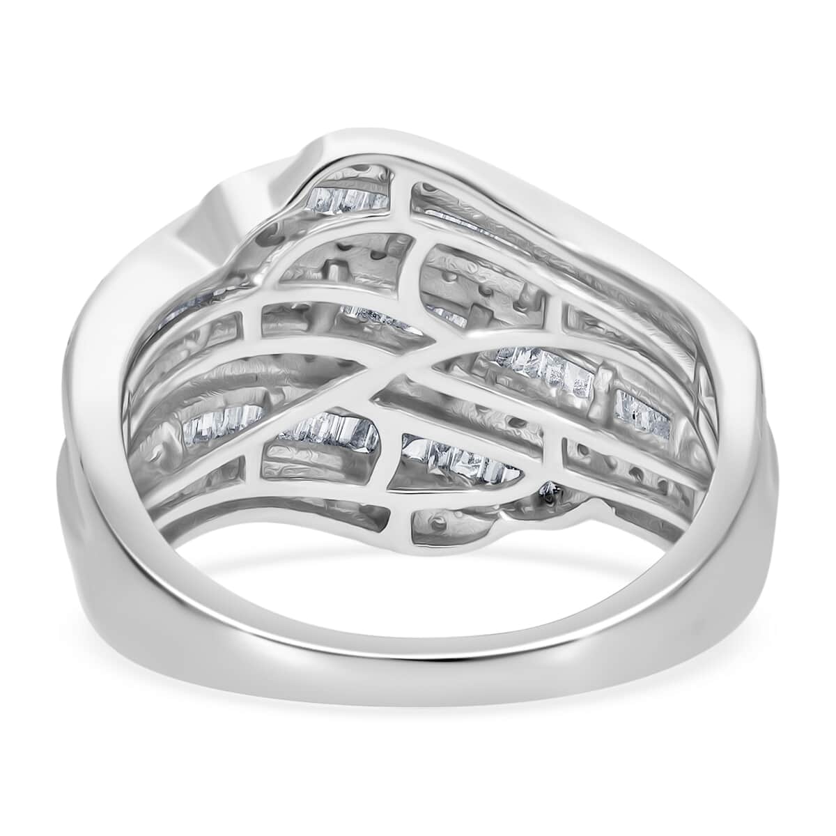 White Diamond 1.00 ctw Ring in Platinum Over Sterling Silver (Size 8.0) image number 4