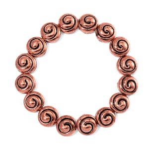 Serene Buddha Statue with Closed Eye Beaded Stretch Bracelet in Rosetone (7.50 In)