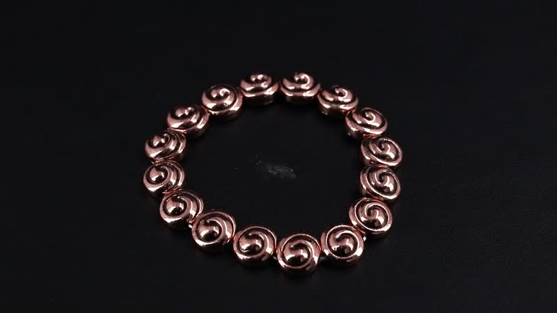 Serene Buddha Statue with Closed Eye Beaded Stretch Bracelet in Rosetone (7.50 In)