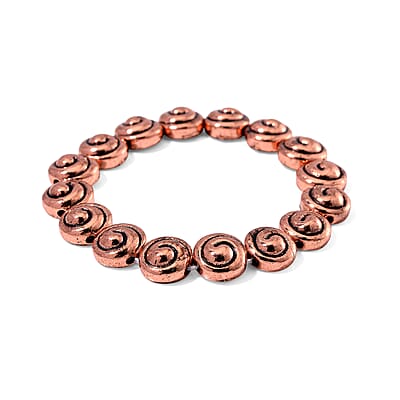 Serene Buddha Statue with Closed Eye Beaded Stretch Bracelet in Rosetone (7.50 In)