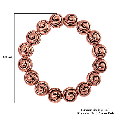 Serene Buddha Statue with Closed Eye Beaded Stretch Bracelet in Rosetone (7.50 In)